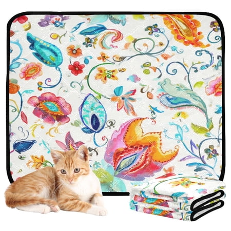 Washable Pet Pee Pads with Super Absorbent Reusable Training Pads for Dogs & Cats Watercolor Colorful Floral