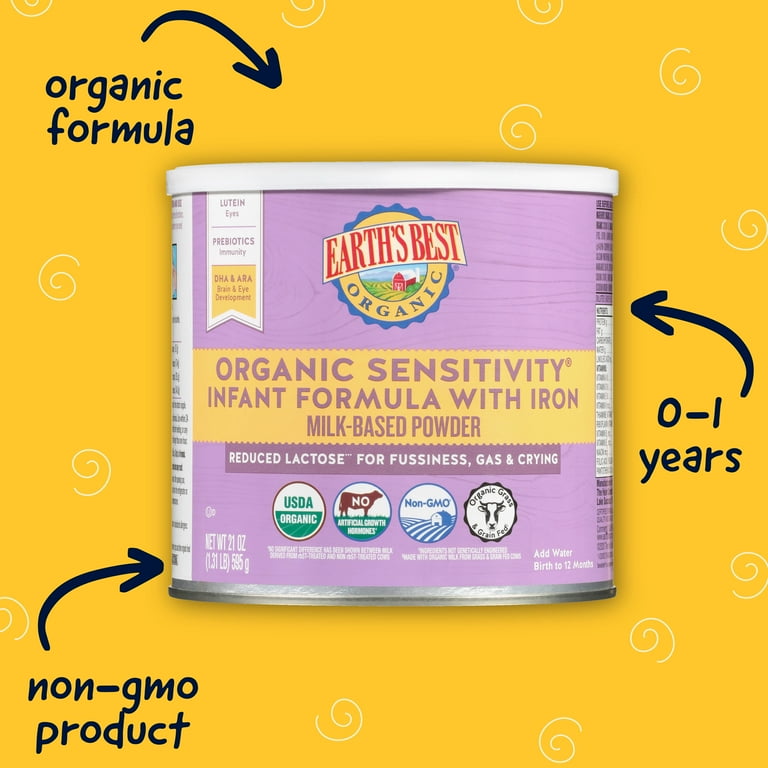 Earth's best organic sensitivity hot sale infant formula with iron powder