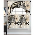 thumbnail image 3 of Floral Zebra Kitchen Curtains Swag Valance and Tier Curtains Set 36 Inch Length, Black Stripes Flowers Plant Spring Botanical Rod Pocket Drape Panels Pair Swag Curtains for Bathroom/Cafe/Window, 3 of 6