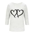 thumbnail image 3 of YUGYXL Fall Sweaters for Women Ribbed Knit Fashion Heart Print 3/4 Sleeve Casual Winter Clothes Pullover Tops White M, 3 of 5