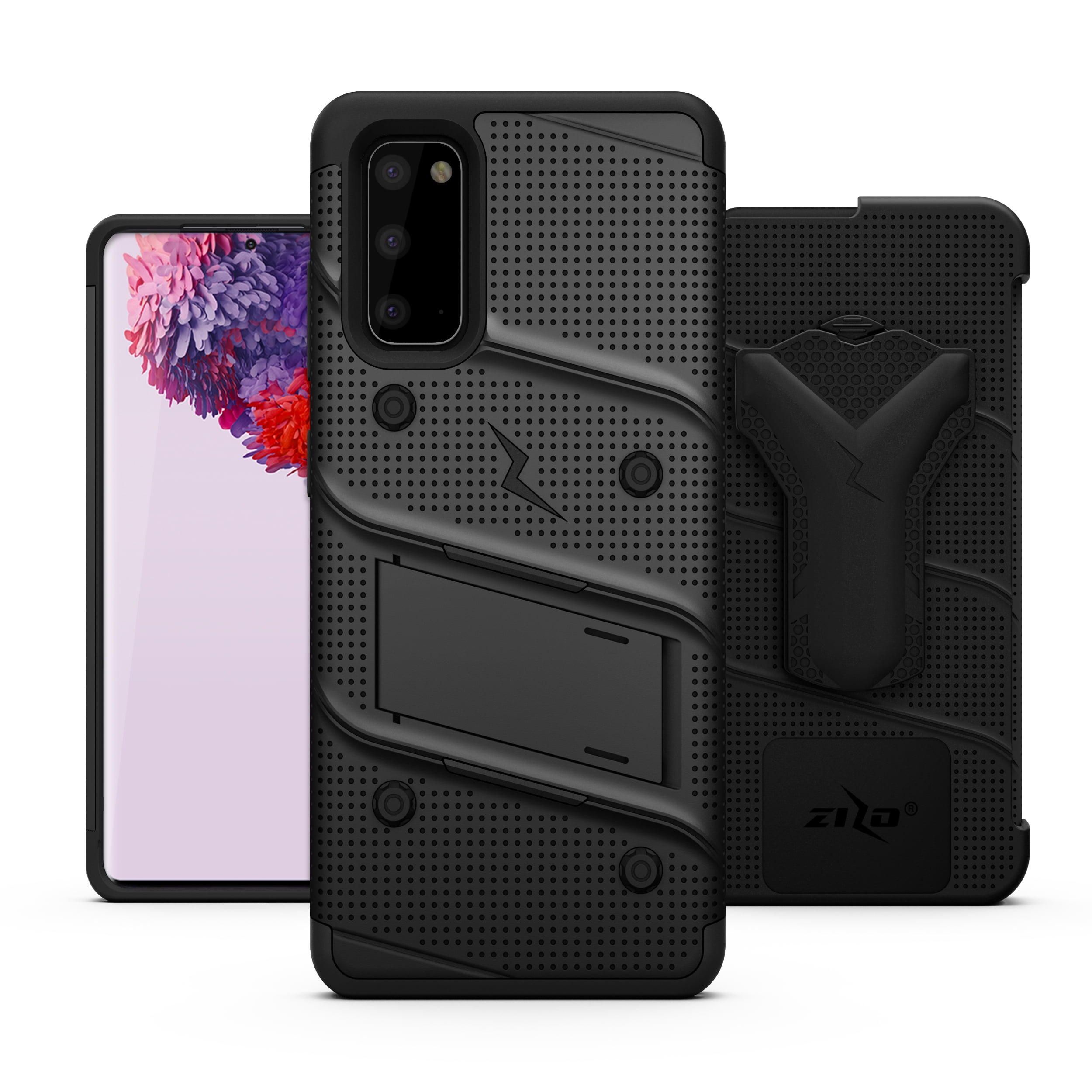 ZIZO BOLT Series for Galaxy S20 Case with Kickstand Holster Lanyard - Black
