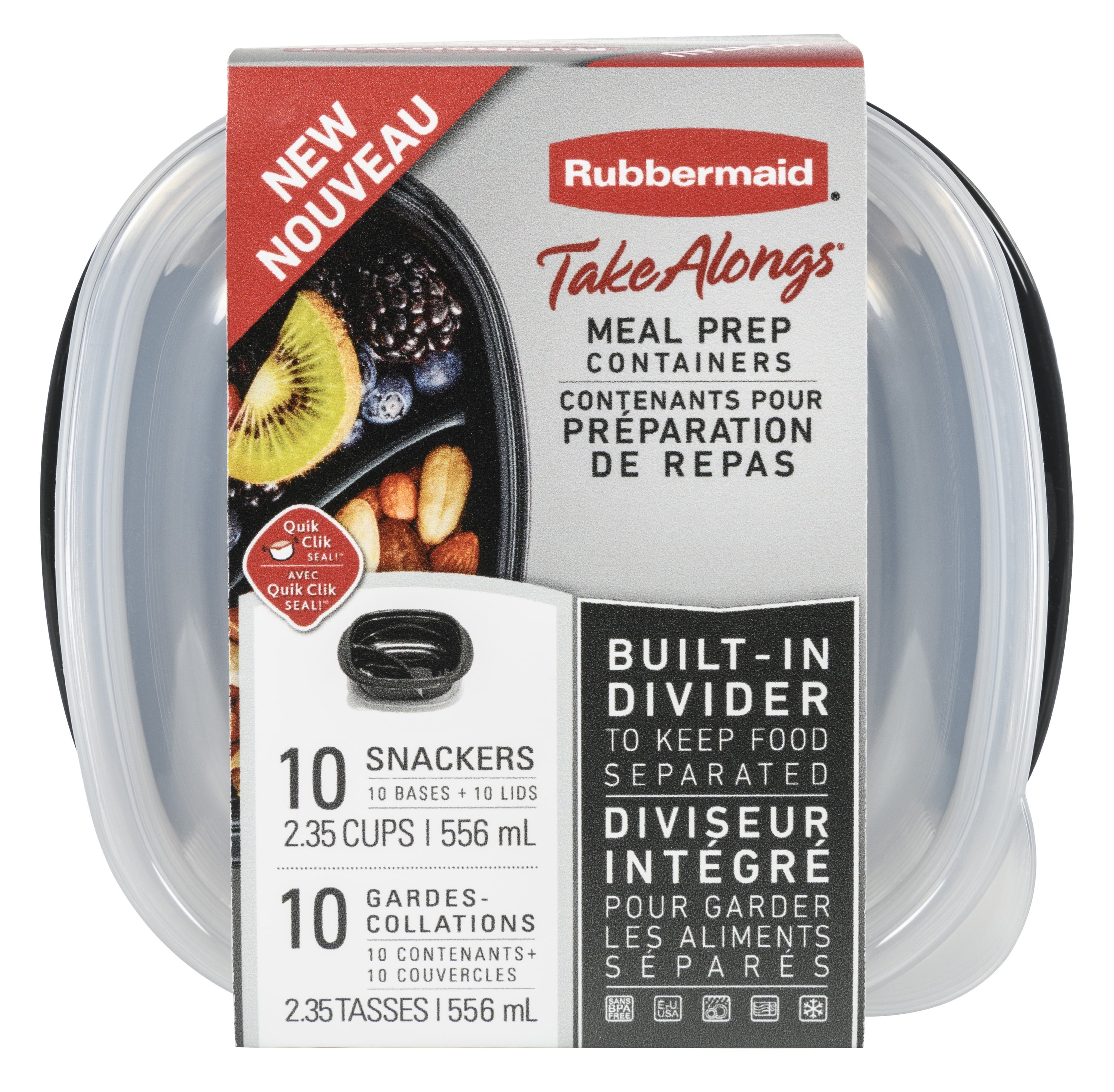 NWT Rubbermaid Take Alongs Meal Prep Containers Built in Dividers