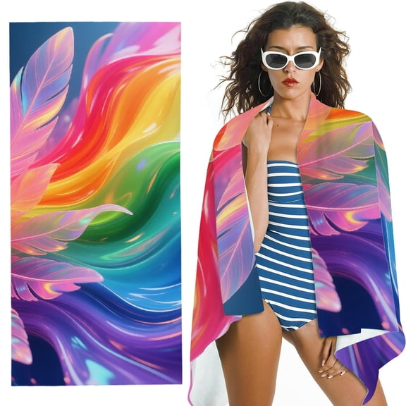 RKSupls Abstract Gradients Ocean Rainbow Trail Oversized Microfiber Beach Towel - Ultra-Soft Microfiber, for Bathroom, beach, Soft Super Absorbent- 30x60 in