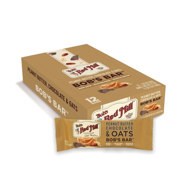 Bobs Red Mill Gluten Free Peanut Butter Chocolate & Oats Bobs Bar 12 pk / 1.76 oz - Pack of 1