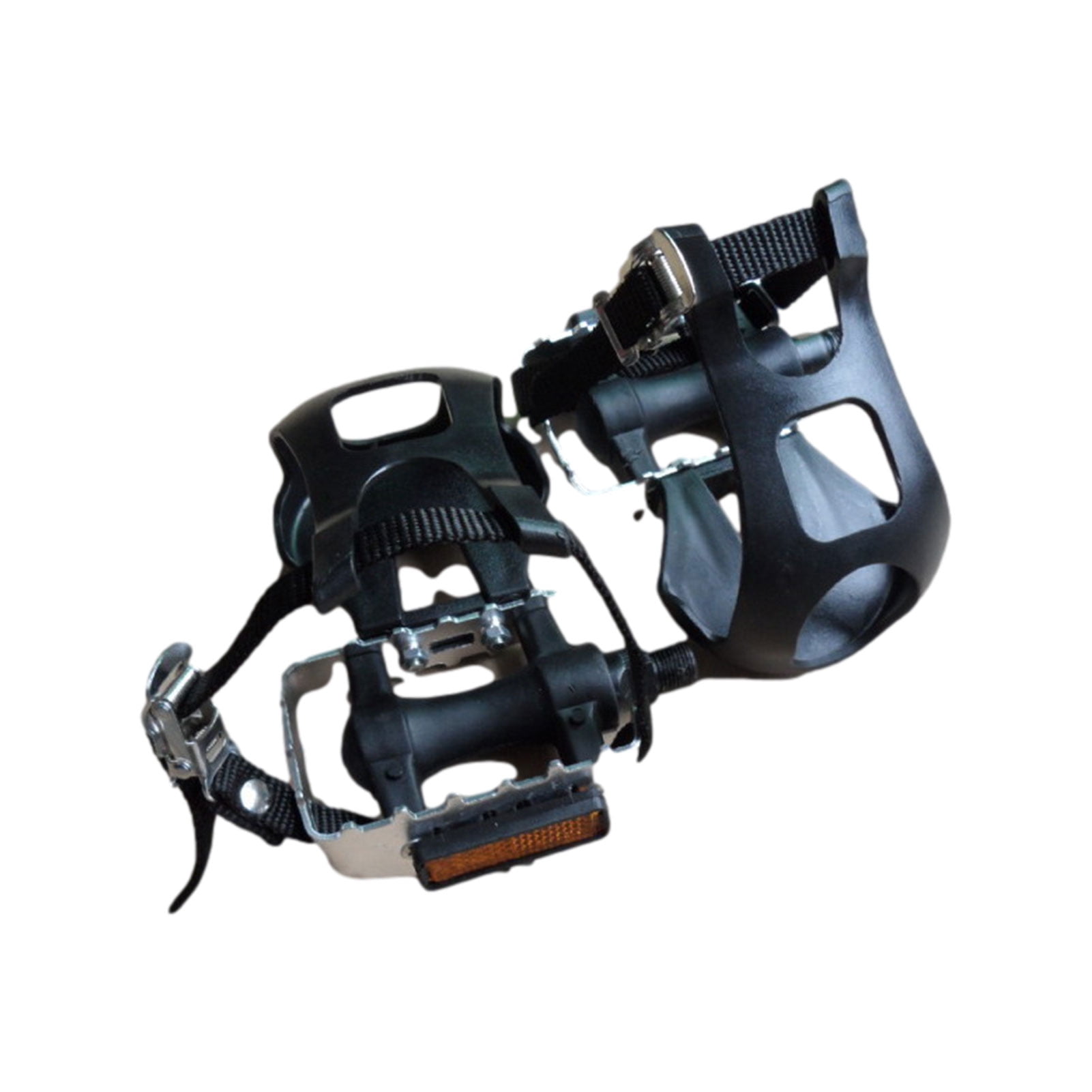 1 Pair Bicycle Pedal MTB Cycling Bike Toe Clip Pedals with Strap Belts 