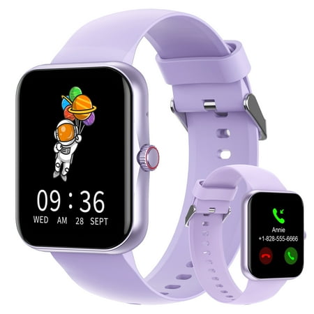 PTHTECHUS 1.83'' Smart Watch for Kids Sport Smartwatch with 37 Sports Modes DIY Watch Touchscreen Phone Calls Music Calculator Excellent Gift for Teenage(Purple)