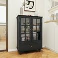 thumbnail image 3 of MDQMD Small Black Storage Cabinet with Glass Door & Adjustable Shelf, Kitchen Floor Cabinet with Drawer for Living Room, 3 of 8