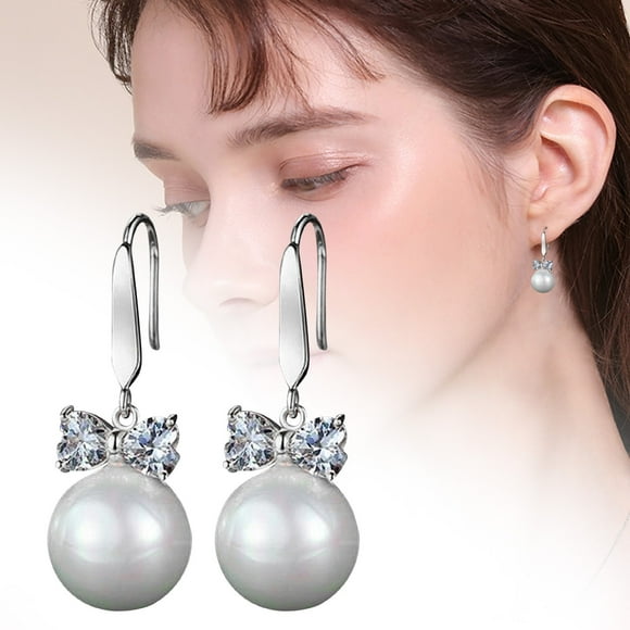 Stainless Steel Gold Hoop Earrings Tiny Screw Back Cartilage Earring Zircon Bow Pearl Earrings Dainty Cute Drop Earrings Hypoallergenic Creative Drop Earrings Jewelry Gifts