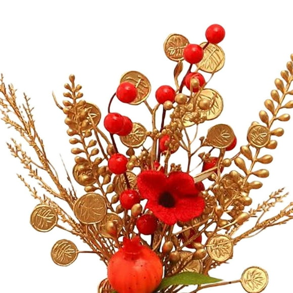 Flower Basket Ornament Decor Artificial Potted Flower for Occasions Chinese Flower Basket New Party 17cmx28cm