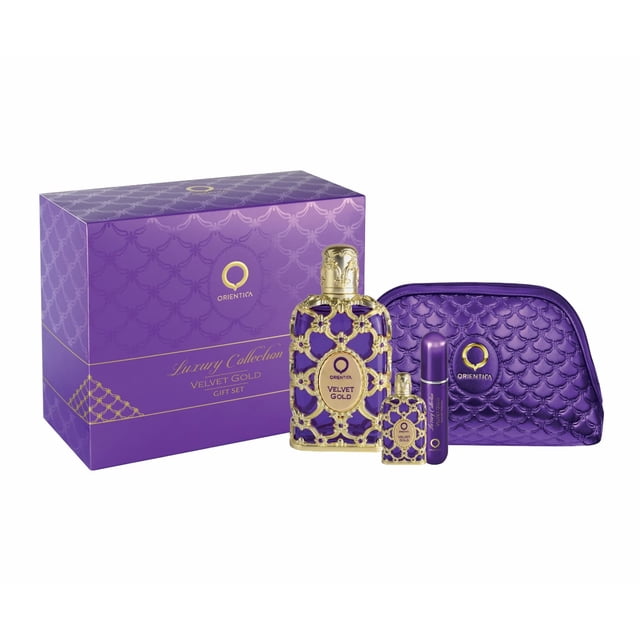 Set de regalo Perfume Orientica Al Haramain Velvet Gold, 80 ml, 4 piezas