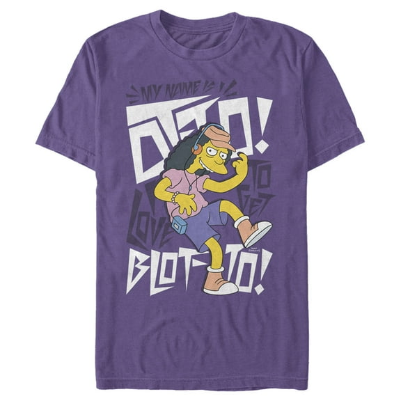 Men's The Simpsons My Name is Otto I Love to Get Blotto  Graphic Tee Purple Medium