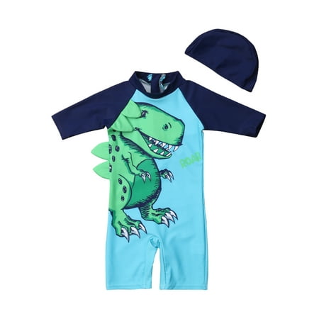 

Sunisery Toddler Kids Boys Sun Protective Swimwear Baby Cartoon Animal Print Bathing Suit One piece Swimsuit Blue 5-6 Years