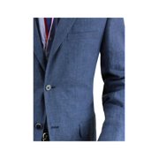 DTI BB Signature Men's Two Button Linen Blazer Modern Fit Jacket Blue Check