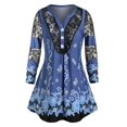 thumbnail image 1 of Más el tamaño de panel de encaje floral camiseta impresa Rosegal  Mangas largas de talla grande, 1 of 5
