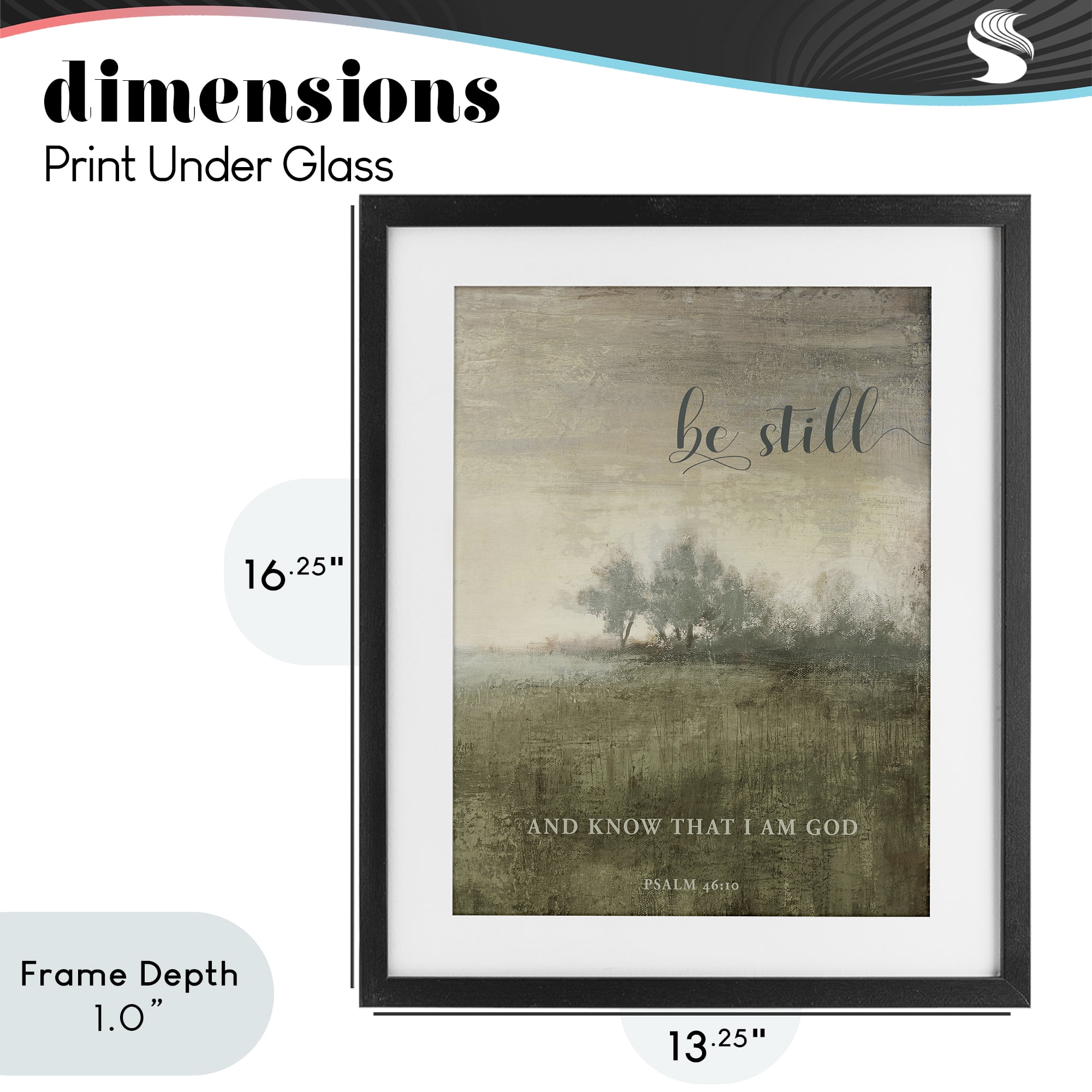 Stupell Industries Be Still Psalm 46:10 Black Framed Print Under Glass, design by Michael Marcon