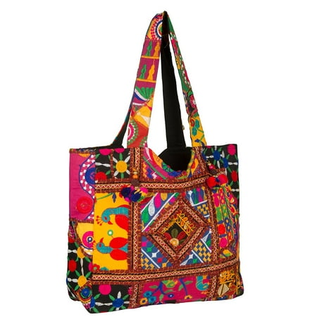 Flower Purses And Handbags Tribe Azure Colorful Floral Boho Large Shoulder Bag Tote Women Handbag Purse Fashion Casual Spacious Unique Tassel Flower Market School Beach Summer Books Travel (Red) ()