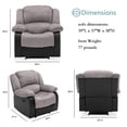 thumbnail image 3 of Nathaniel Home Manual Single Recliner Chair, PU Leather Upholstered Couch Sofa, Tufted Reclining Sofa, Plush Scoop Theater Seating, Lounge Chair for Living Room, Gray, 3 of 7