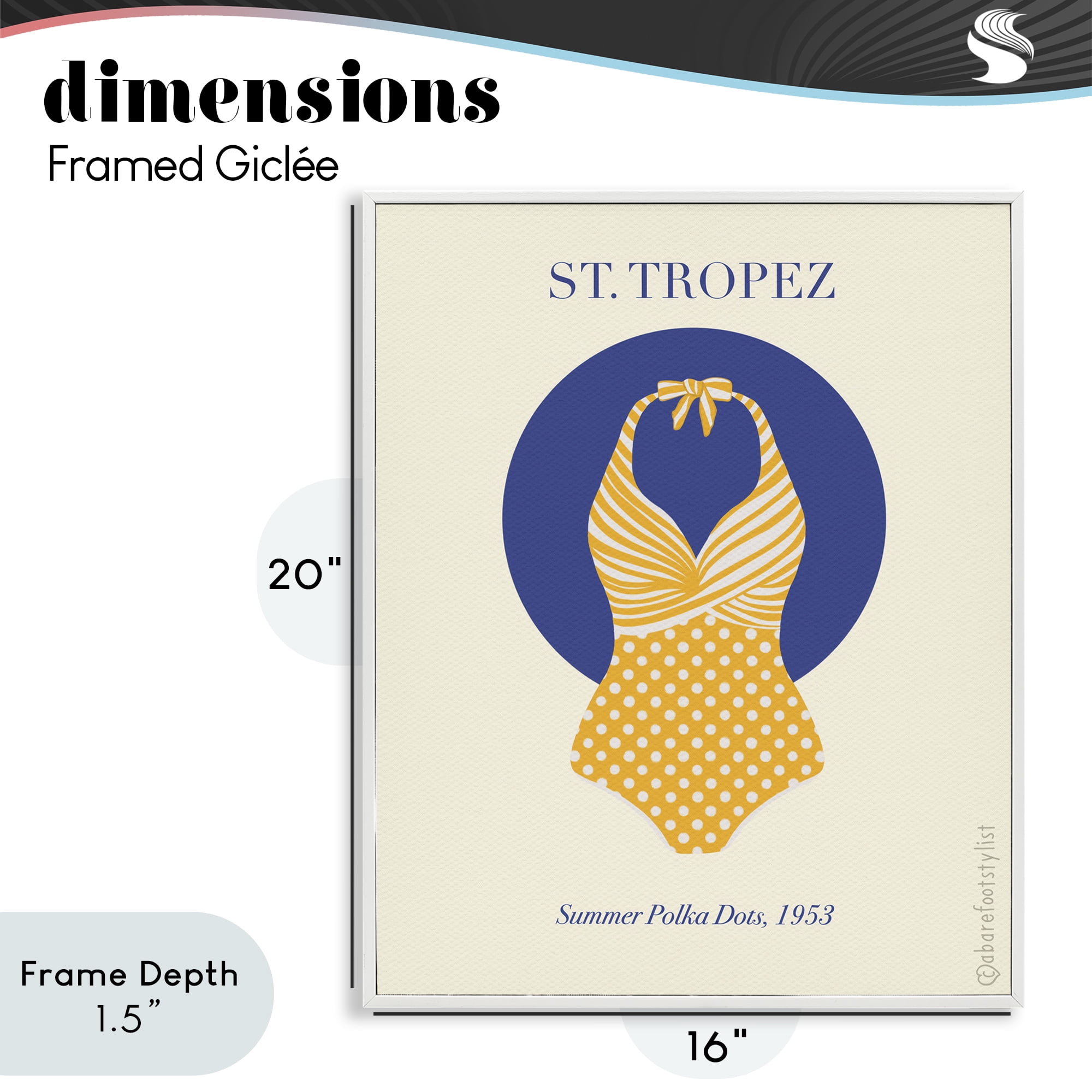 Stupell Industries St. Tropez Dotted Swimsuit White Framed Giclee Art, design by A Barefoot Stylist