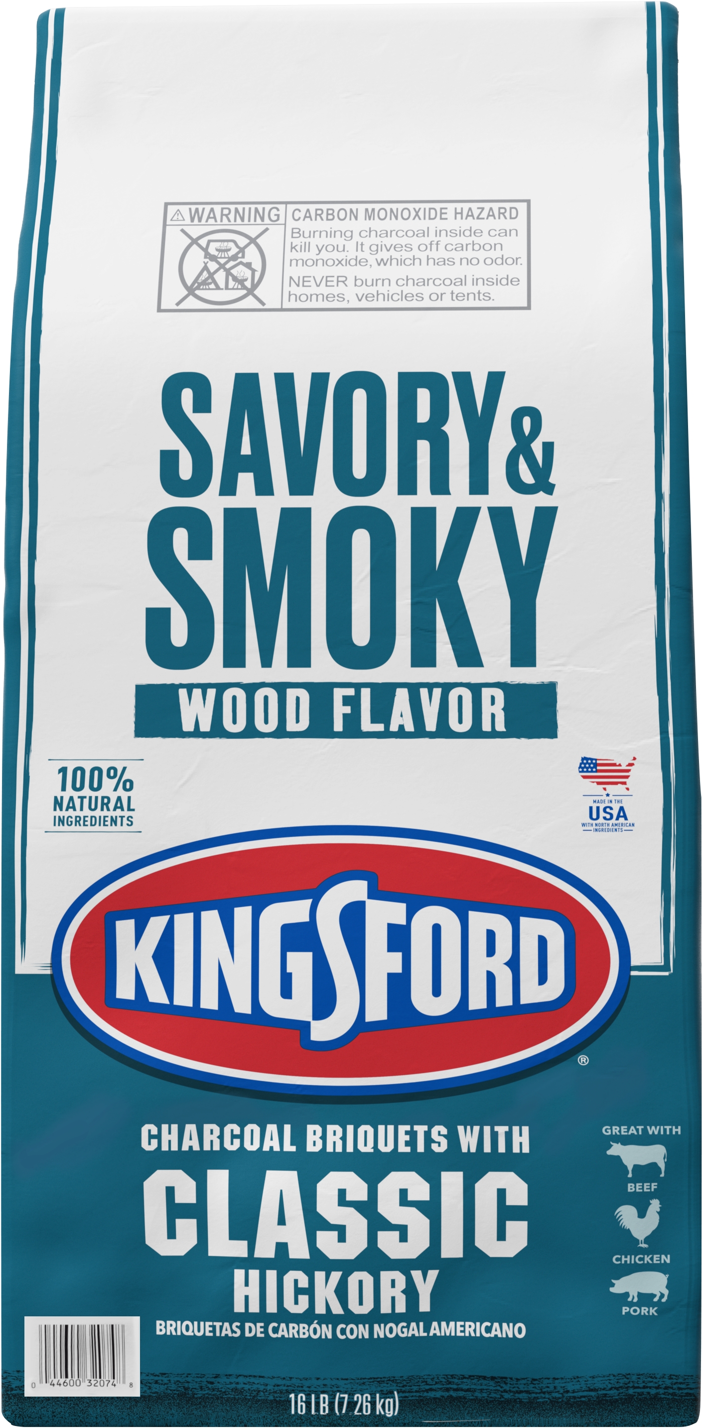 Kingsford Original Charcoal Briquets with Classic Hickory, 16 Pounds