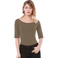 thumbnail image 1 of INSPIRE CHIC T-Shirt Ajusté à Manches Mi-Longues à Encolure Dégagée pour Superposition pour Femmes, 1 of 6