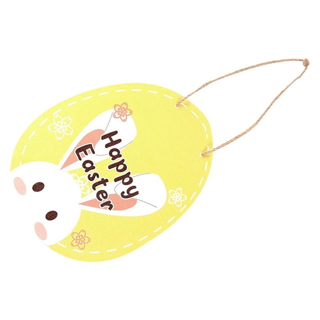 Matsuzay Happy Easter Cuerda Colgante Chips Decoración de dibujos animados Carta Puerta Autoensamblaje Etiqueta colgante Signo Inicio Kits de decoración para fiestas conejo amarillo