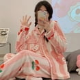 thumbnail image 4 of Sanrio-Pijama de franela de Hello Kitty para mujer, ropa de casa de franela de Coral, traje grueso con solapa, cárdigan bonito, My Kuromi Melody, Invierno, 4 of 4