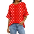 thumbnail image 3 of Horkkom Short Sleeve Shirts for Women Crew Neck Color Block Polka Print Graphic Tees Causal Loose Comfy T Shirts XL, Gifts for Women, 3 of 8