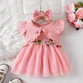 thumbnail image 4 of Baby Girls Ruffled Fly Sleeve Jacket And Dress Set Pleated Skirt Garland Waist Nrnament Bowknot Set, 4 of 7