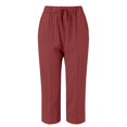 thumbnail image 3 of yunLCZ Pants for Women High Waisted High Waist Linen Capris For Women Drawstring Elastic Waist Harem Pant Basic Lightweight Linen Pant, 3 of 4