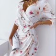 thumbnail image 3 of Vestido largo de playa con estampado floral vintage y cuello en V para mujer$Vestidos de verano con cuello en V y mangas cortas para mujer$Vestido largo informal con estampado floral y, 3 of 4
