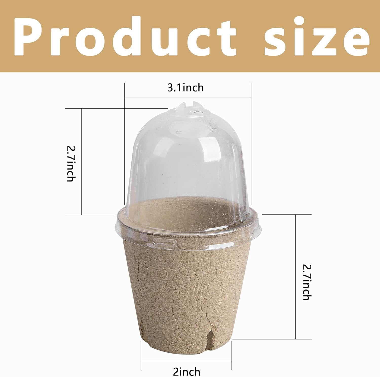 40pcs Biodegradable Seeding Starter Pots with Humidity Dome - 3.1" Peat Pots for Seedlings, Garden Vegetable Flower Germination