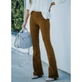 thumbnail image 2 of Women Corduroy Flare Pants Elastic Waist Bell Bottom Trousers Fall Pants for Women, 2 of 4
