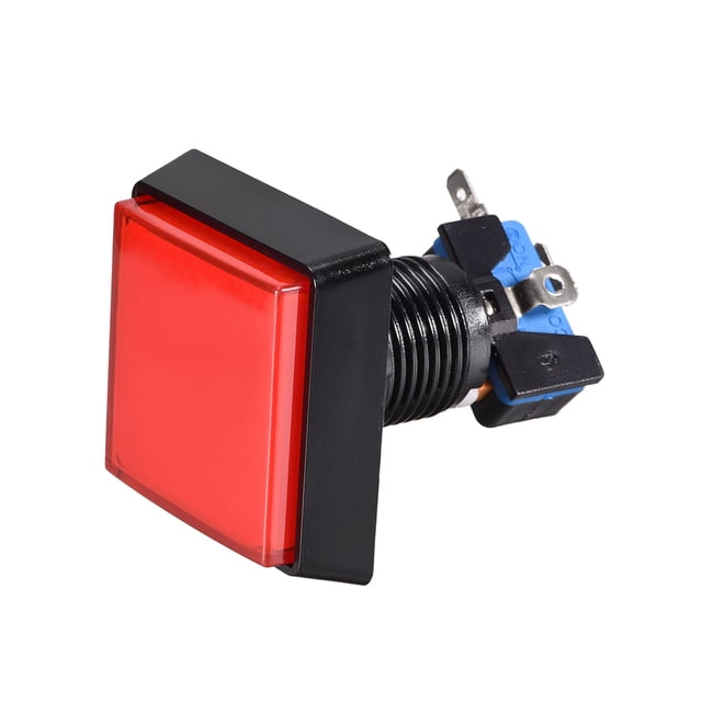 Uxcell Juego Botón de Presión 50x50 Cuadrado Interruptor de Botón LED de 12V con Microinterruptor Rojo