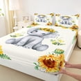 thumbnail image 3 of Manfei Kawaii Animal Elephant Twin Sheet Sets 3pcs for Kids Children,Chic Floral Sunflowers Twin Fitted Sheet Microfiber,Cartoon Wildlife Breathable Flat Sheet,Luxury Bedroom Decor, 3 of 7