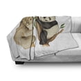 thumbnail image 3 of Panda Soft Flannel Fleece Throw Blanket, Koala and Panda Sitting on Trees Wild Life Tropics Habitat Woodland Illustration, Cozy Plush for Indoor and Outdoor Use, 50" x 70", Beige Black, by Ambesonne, 3 of 6