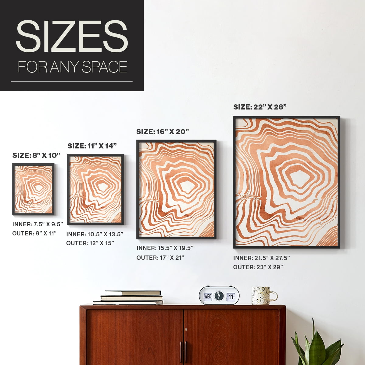 Wood Grain Suminagashi I Framed Print - Solid Wood in Single Picture Frame Solid Wood 2 Framed Print