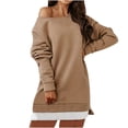 thumbnail image 1 of Robe Sweat à Manches Longues pour Femmes Pull-Over Robe Pull Ample Épaules Dénudées Automne Hiver Mini Robe, 1 of 4