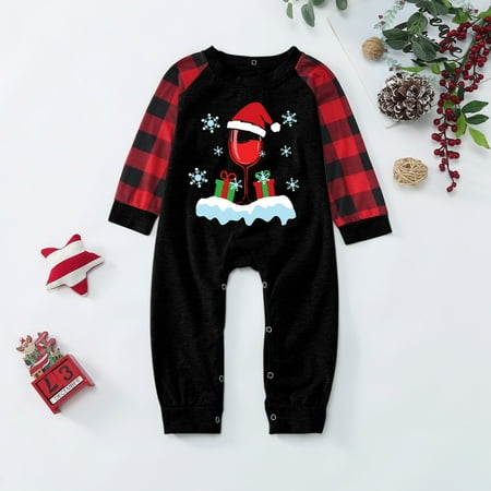 

Christmas Parent-Child Outfit Merry Christmas Print Parent-Child Plaid Long-Sleeved Trousers Pajama Set Christmas Pajamas for Family
