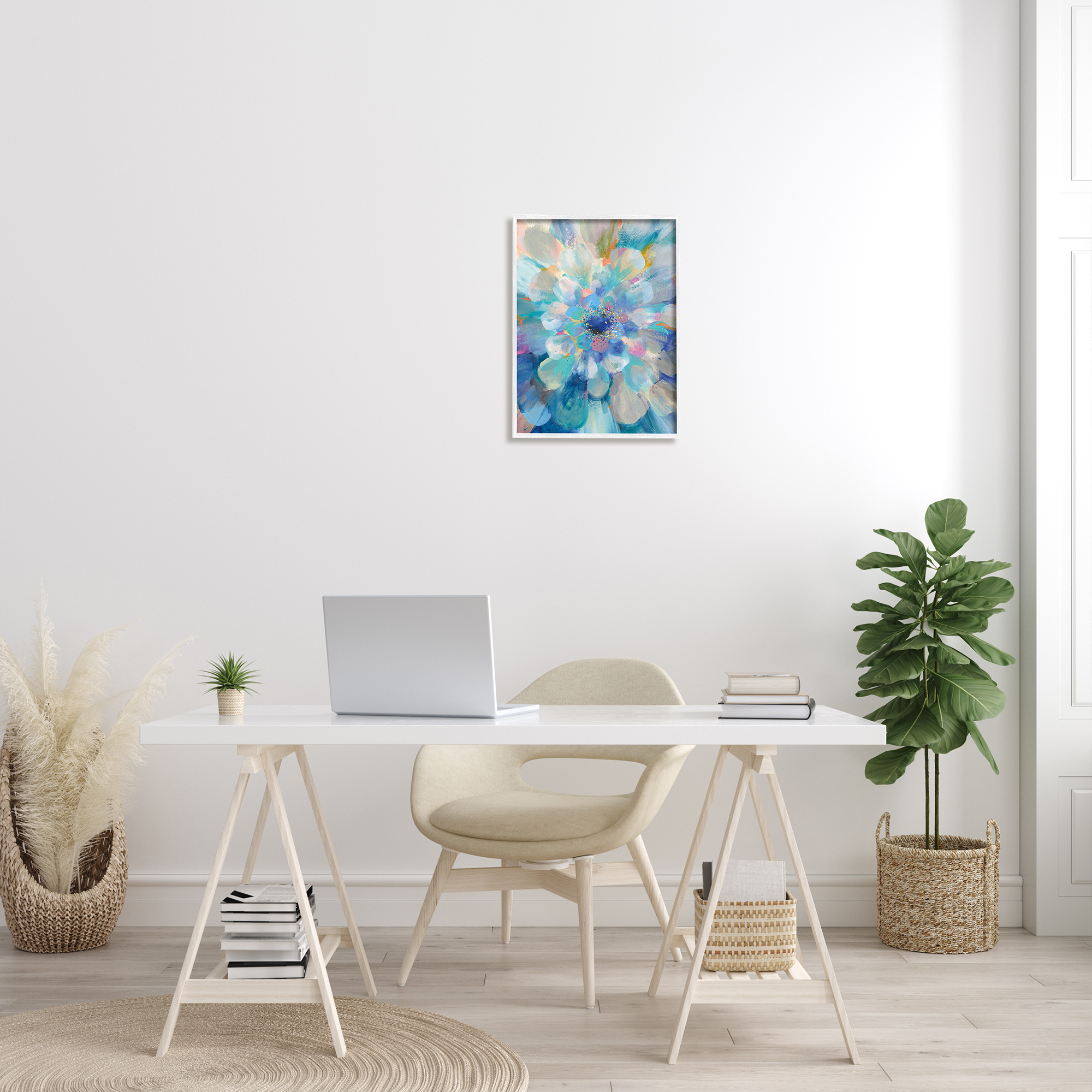 Stupell Industries Abstract Layered Floral Petals Centric Blue Flower, 16 x 20, Design by Danhui Nai