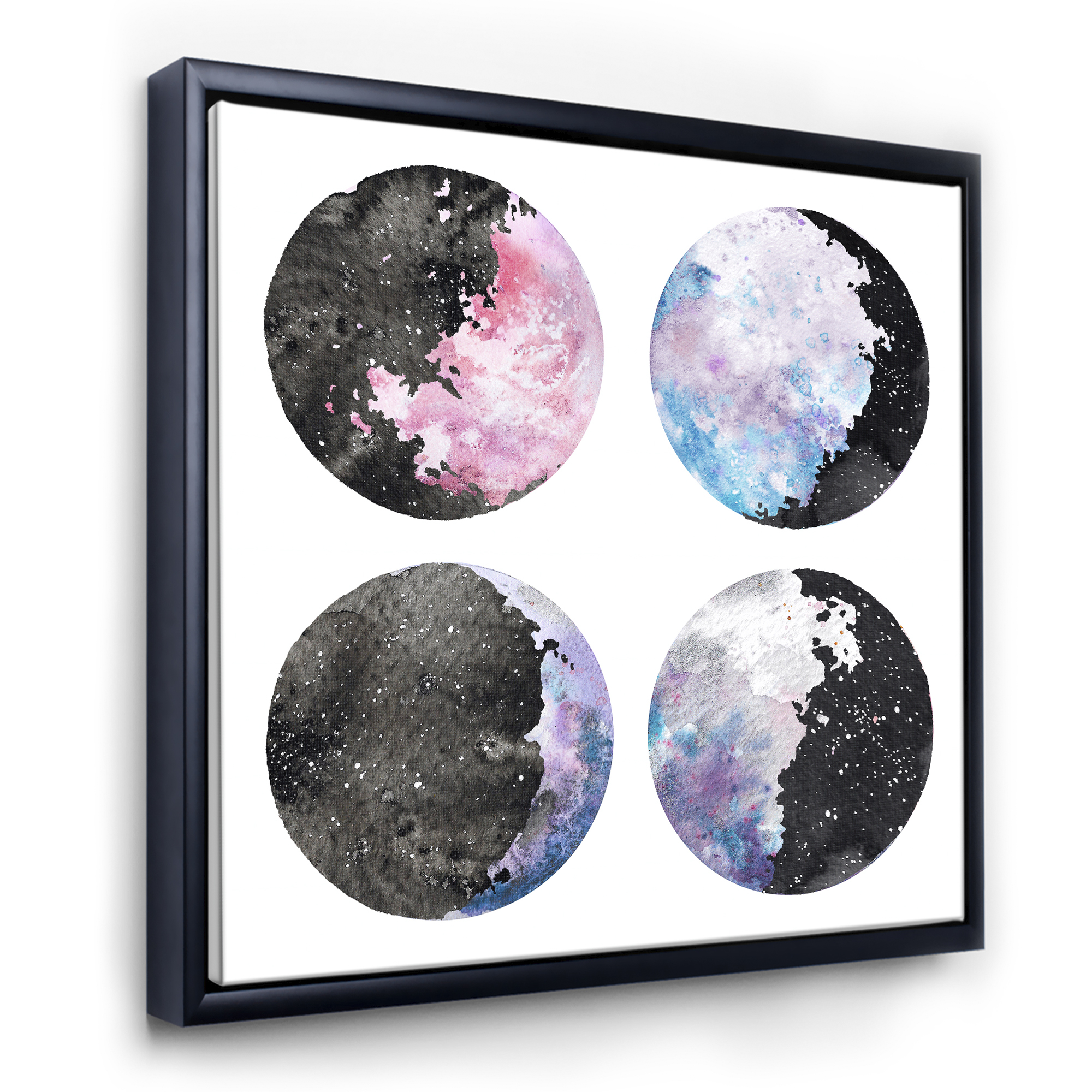 Designart 'Moon Phases With Sky and Stars' Bohemian & Eclectic Framed Canvas Wall Art Print