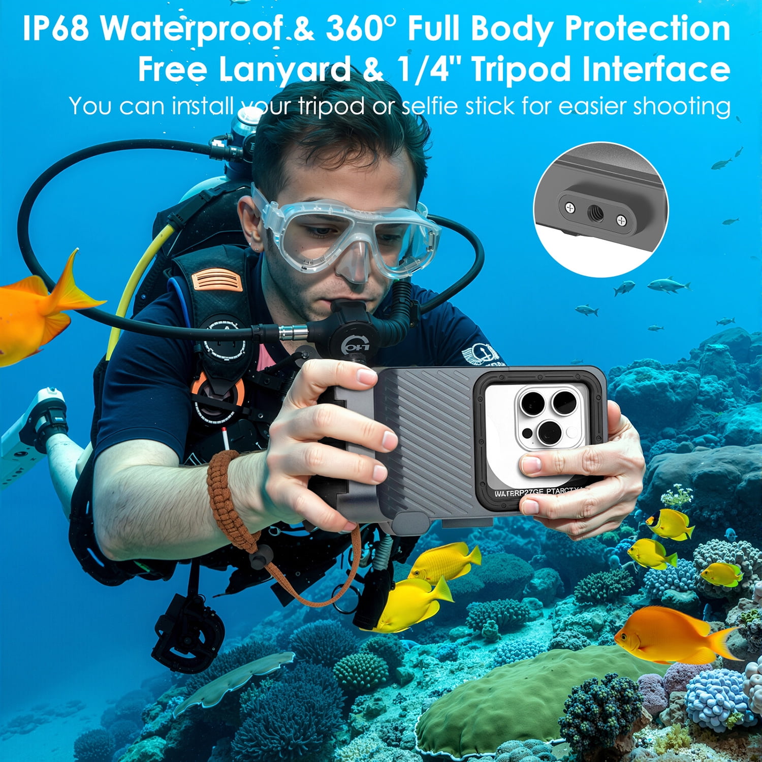 Universal Waterproof Diving Case Outdoor Snorkeling Swimming Surfing Phone Housing for iPhone Samsung LG Motorola Google Touch Screen Underwater Take Photo Video Under 6.9 inch(Gray)