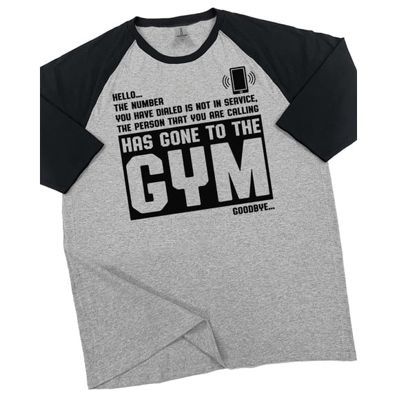 GYMISH RAGLAN Hello... Goodbye Workout Gym T-Shirt – Funny Gym Shirt for Men, Men's Fitness Tee, Bodybuilding & Weightlifting Apparel