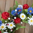 thumbnail image 4 of TERGAYEE Patriotic Red White Blue Flowers Wreath,Artificial Red White and Blue Wreath Memorial Day Flag Day Hanging Decorations Holiday Wreath Front Door Wall Window Home Decor, 4 of 6