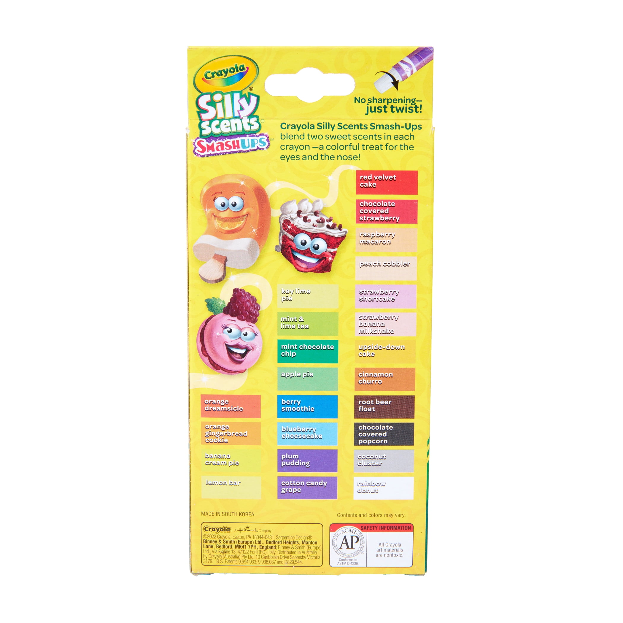 Crayola Silly Scents Smash Ups Mini Twistables Scented Crayons, 24 Per Pack, 4 Packs