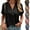Black, variant on Women's Button Cotton Top Solid Short Sleeve T-Shirt Spring Summer Fashion Blouses