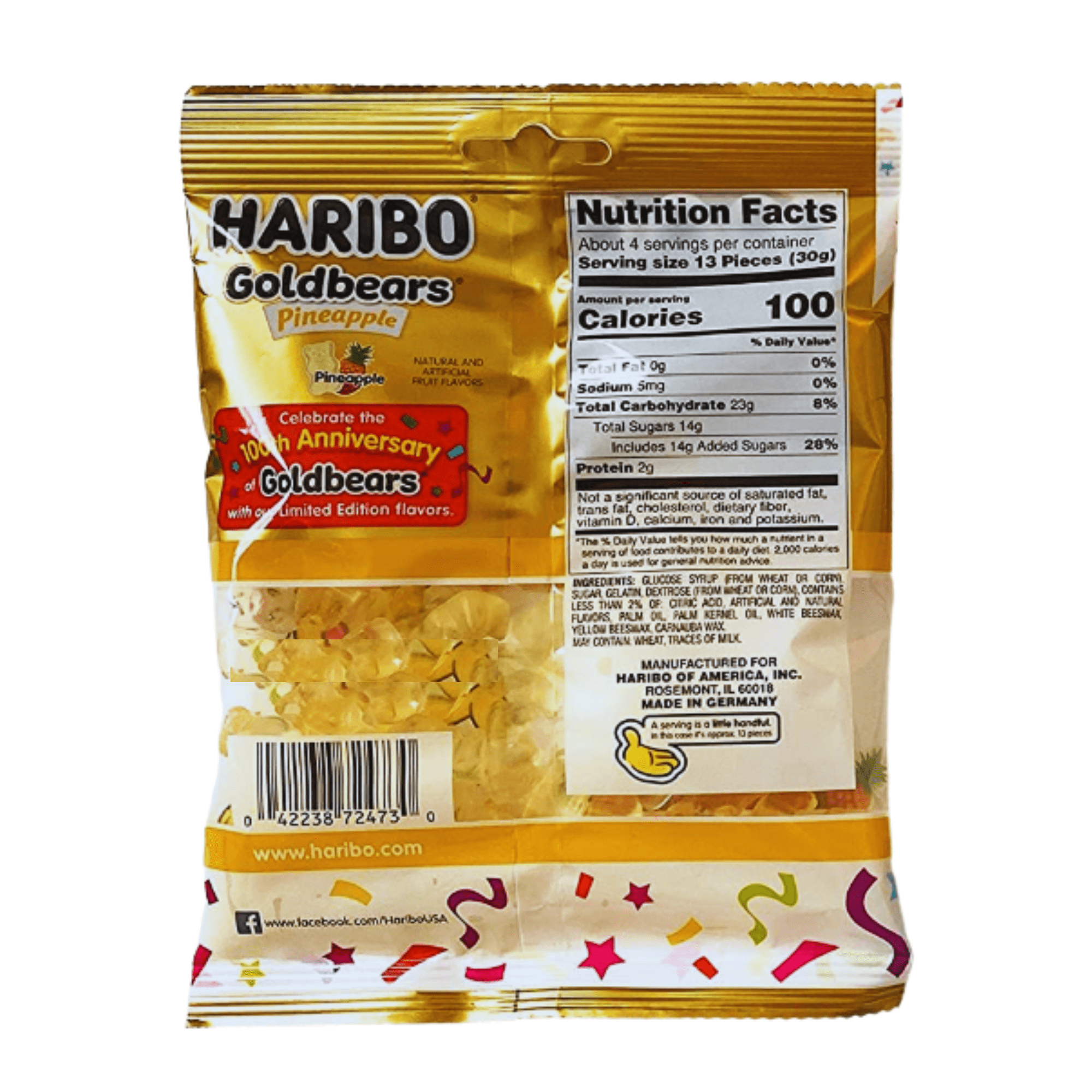 FSSTAM 100th Anniversary Edition Gold Bears, Pineapple Gummy Bears Candy– Bear Shaped Gummies Candies, Chew Candy Snacks, 4 oz Bag, 4 Packs (with Exclusive FSSTAM Booskie)
