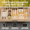 thumbnail image 6 of PLUMEBAY Bamboo Drawer Dividers (17–22 in Natural) with Inserts and Labels, Adjustable Expandable Drawer Organizers for Kitchen, Dresser and Office, 4 Dividers, 6 of 6