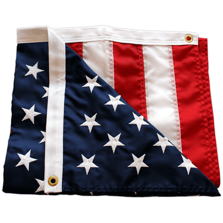 American Flag 3x5ft Outdoor Made in USA Embroidered Star Stitched Stripe US  Flags, Heavy Duty Nylon with Brass Grommets for House Decor 