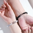 thumbnail image 3 of COAI Howlite Black Obsidian Stone Matching Couples Bracelets with Infinity Charm, 3 of 6