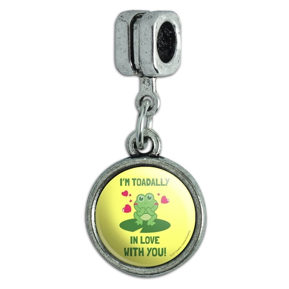 I'm Toadally Totally in Love With You Frog Valentine Funny Humor Italian European Style Bracelet Charm Bead